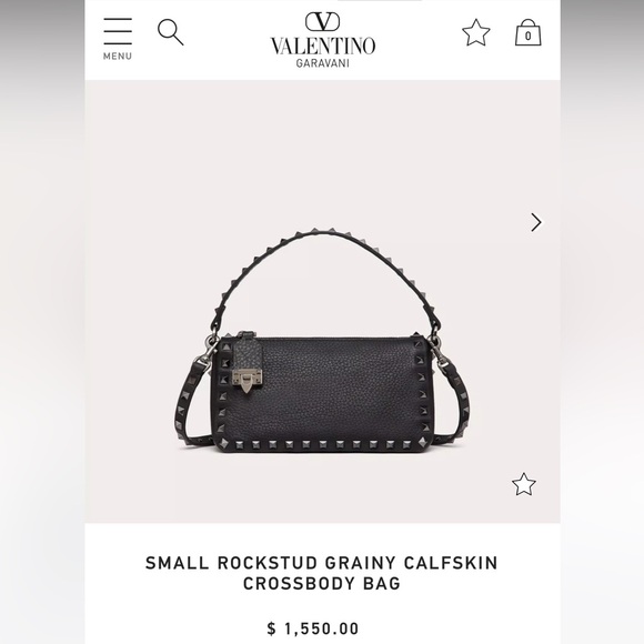 Black leather with silver studs Valentino purse with detachable longer strap! - Picture 12 of 13
